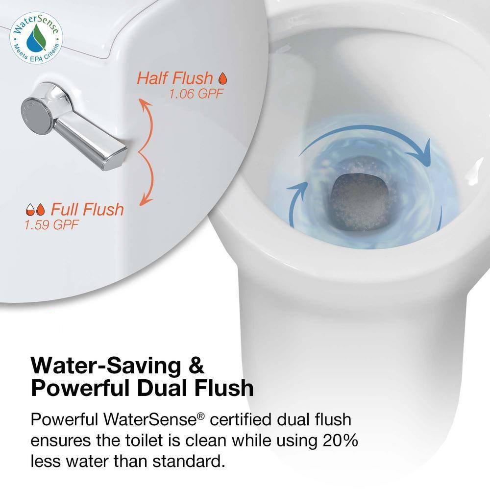 Glacier Bay Ranier 2-piece 1.11.6 GPF Dual Flush Elongated Toilet in White Seat Included GBTO202