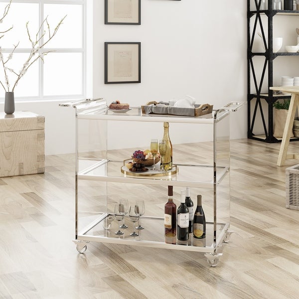 Yves Bar Trolley with Glass Shelves by Christopher Knight Home