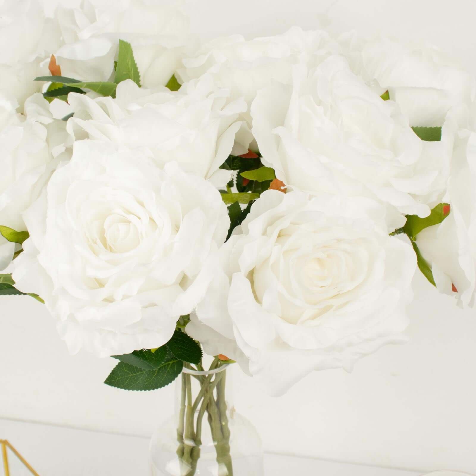 2 Bushes White Premium Silk Jumbo Rose Flower Bouquet, High Quality Artificial Wedding Floral Arrangements 17