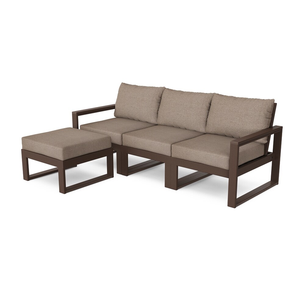 POLYWOOD EDGE 4 Piece Modular Deep Seating Set with Ottoman