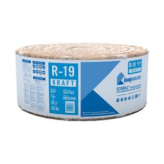 Knauf Insulation R-19 EcoRoll Kraft Faced Fiberglass Insulation Roll 6-14 in. x 15 in. x 39.16 ft. 524192