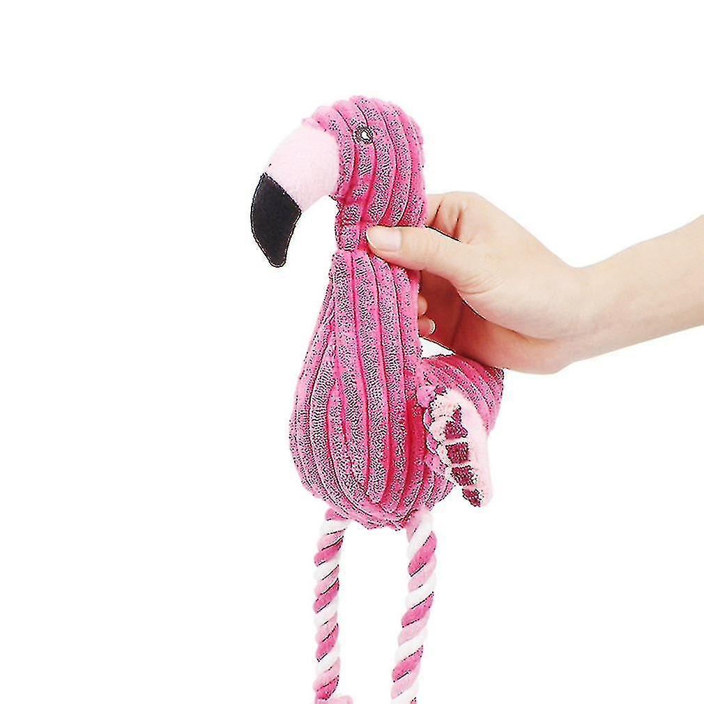 Corduroy Knot Rope Pets Sound Toy Flamingo Shaped Squeaker Grinding Teeth Doll