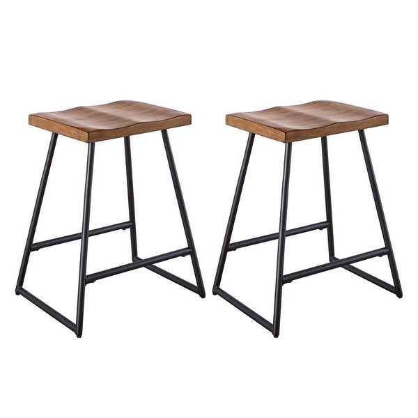 Carbon Loft Leona Natural Honey Counter Stool - Set of 2