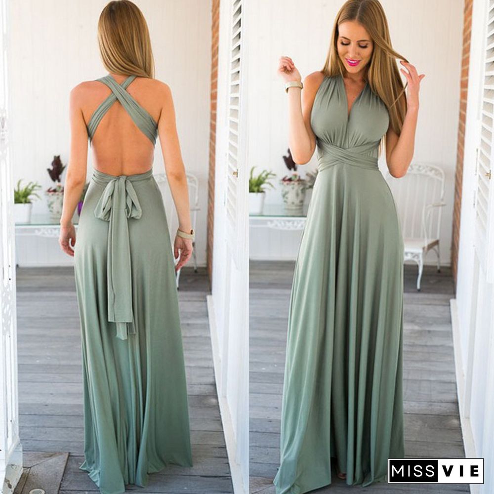 New Sexy Women Multiway Wrap Convertible Boho Maxi Dress Bandage Long Party Robe Bridesmaids Longue Femme Backless Banquet Dress