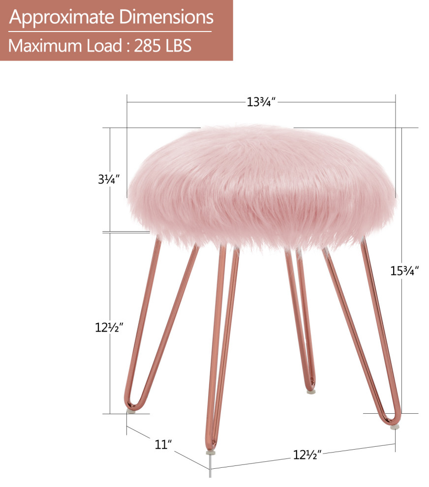 Fluffy Faux Fur Hairpin Legs Vanity Stool   Midcentury   Vanity Stools And Benches   by Duhome inc  Houzz