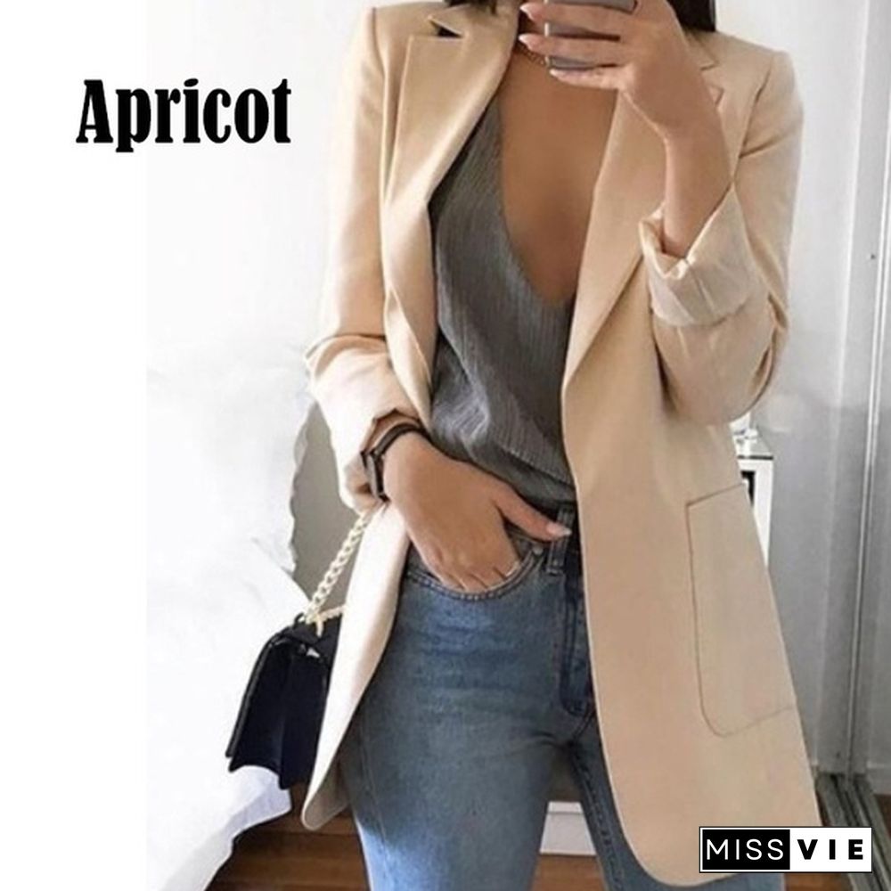 Trendy Women's Cardigan Jacket Coat Autumn Spring Fashion Long Sleeve Open Front Solid Color Casual Oversized Long Jacket