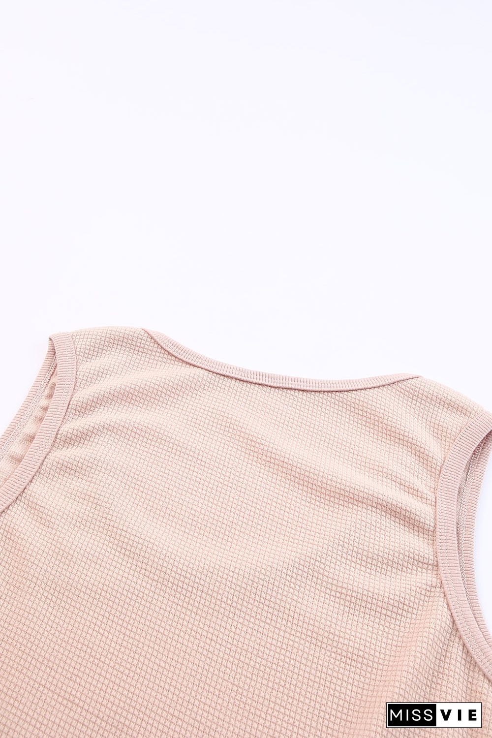 Plain Waffle Knit U Neck Tank Top