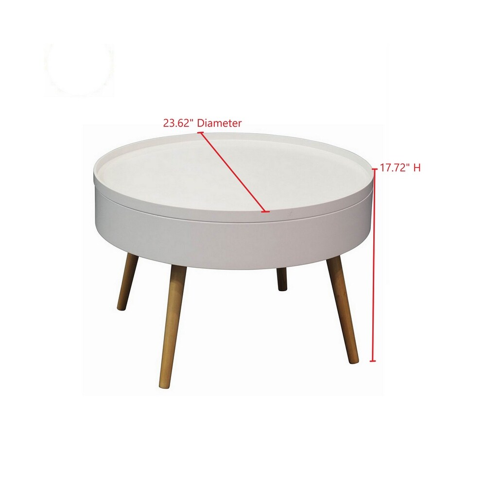 Zoe Mid Century Modern Round Coffee Table with Storage