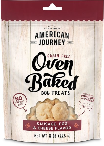 American Journey Sausage， Egg and Cheese Flavor Grain-Free Oven Baked Crunchy Biscuit Dog Treats