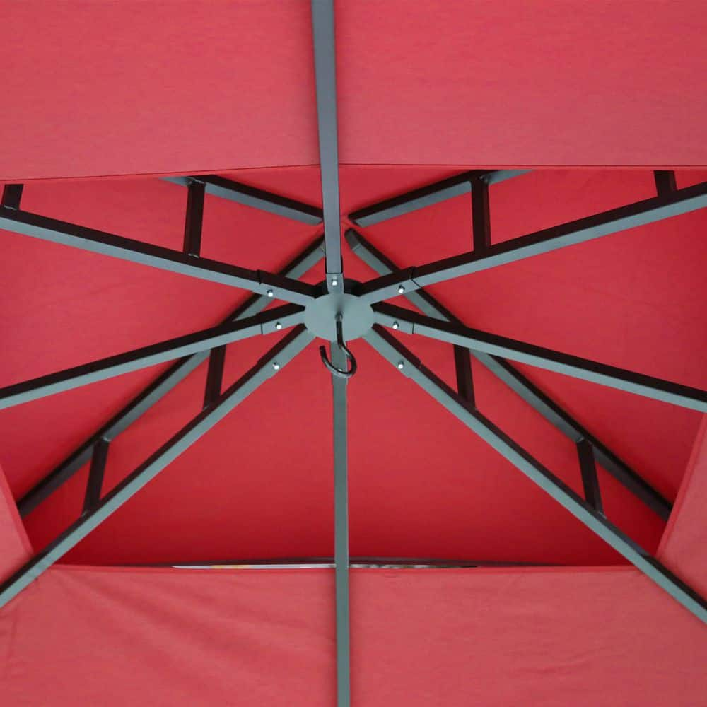 JOYSIDE 13 ft x 11 ft Red Steel Outdoor Patio Gazebo with Mosquito Netting