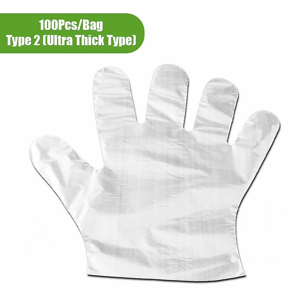 Type 2 100pcs/bag Disposable Gloves Transparent Food-grade Pe Gloves Restaurant Bbq Kitchen Accessories