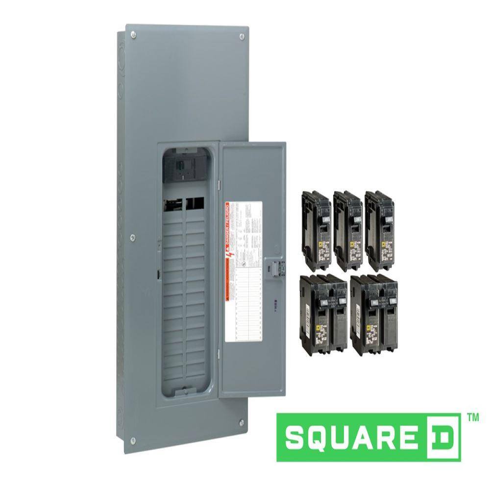 Square D Homeline 200 Amp 30-Space 60-Circuit Indoor Main Breaker Plug-On Neutral Load Center with Cover(HOM3060M200PCVP) HOM3060M200PCVP