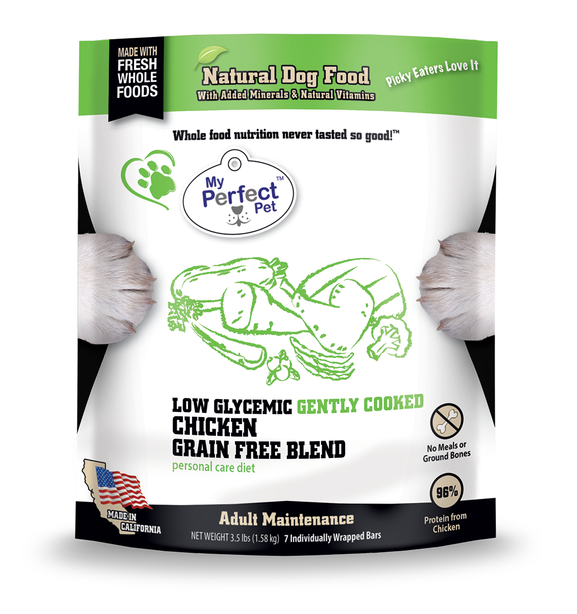 My Perfect Pet Chicken Grain Free and Potato Free Frozen Dog Food;