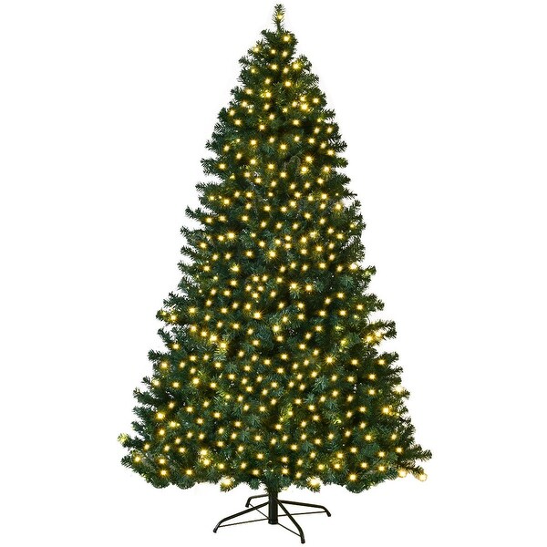 Costway 7Ft PreLit PVC Artificial Christmas Tree Hinged w/ 300 LED