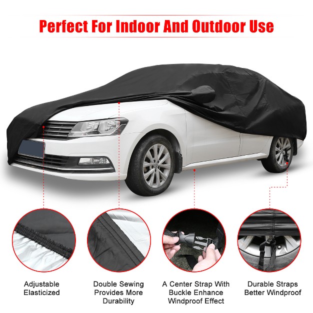 Unique Bargains Waterproof Heat Resistant With Driver Door Zipper And Reflective Strips Car Cover