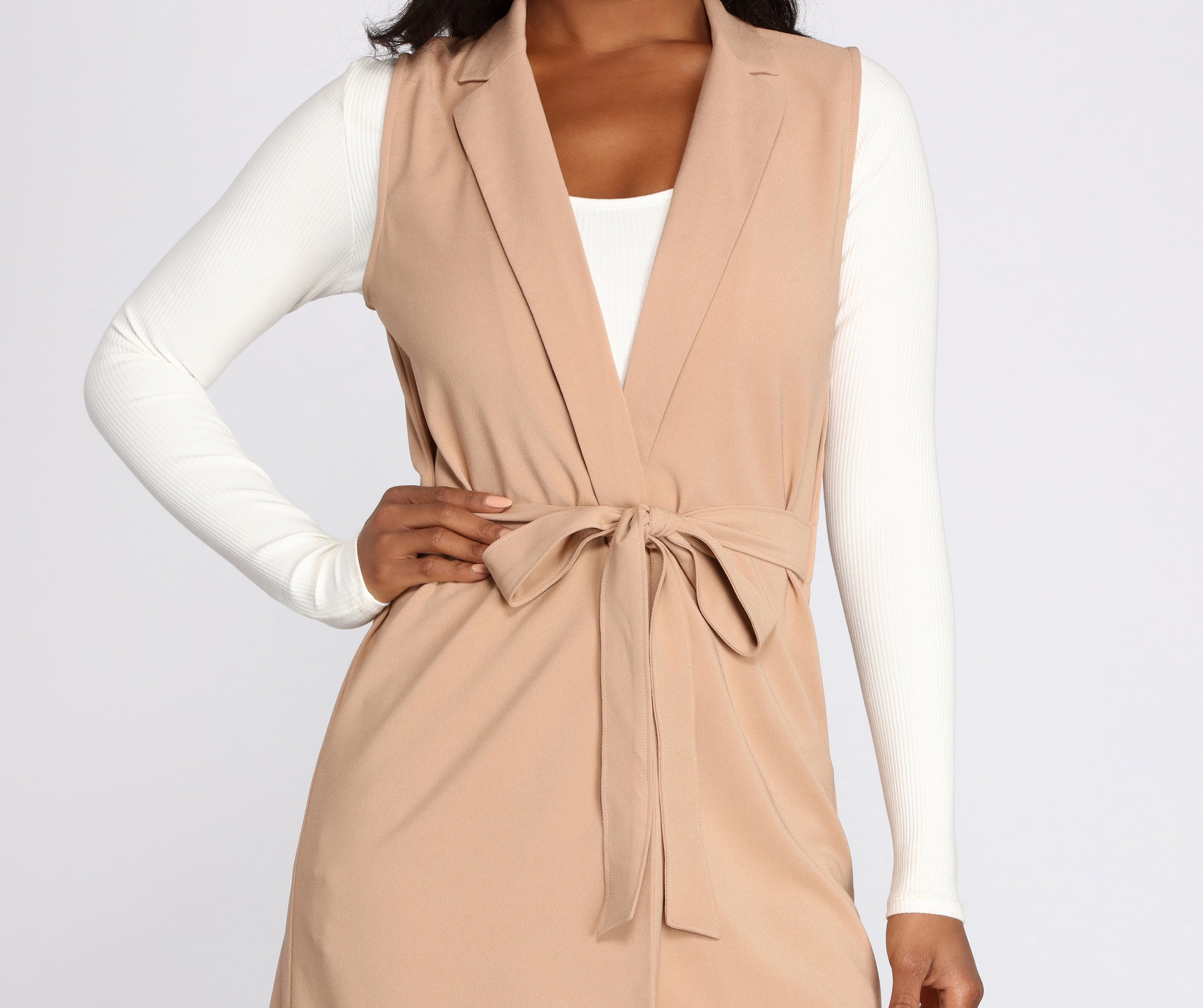 Belted and Poised Trench Vest