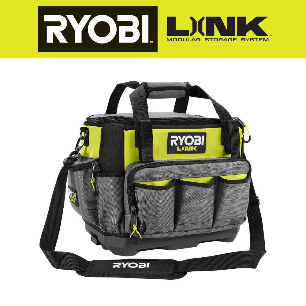 RYOBI LINK 17 in. Tool Bag with Tool Organizer Including Tape Measure Clip and Synching Level Straps STM601