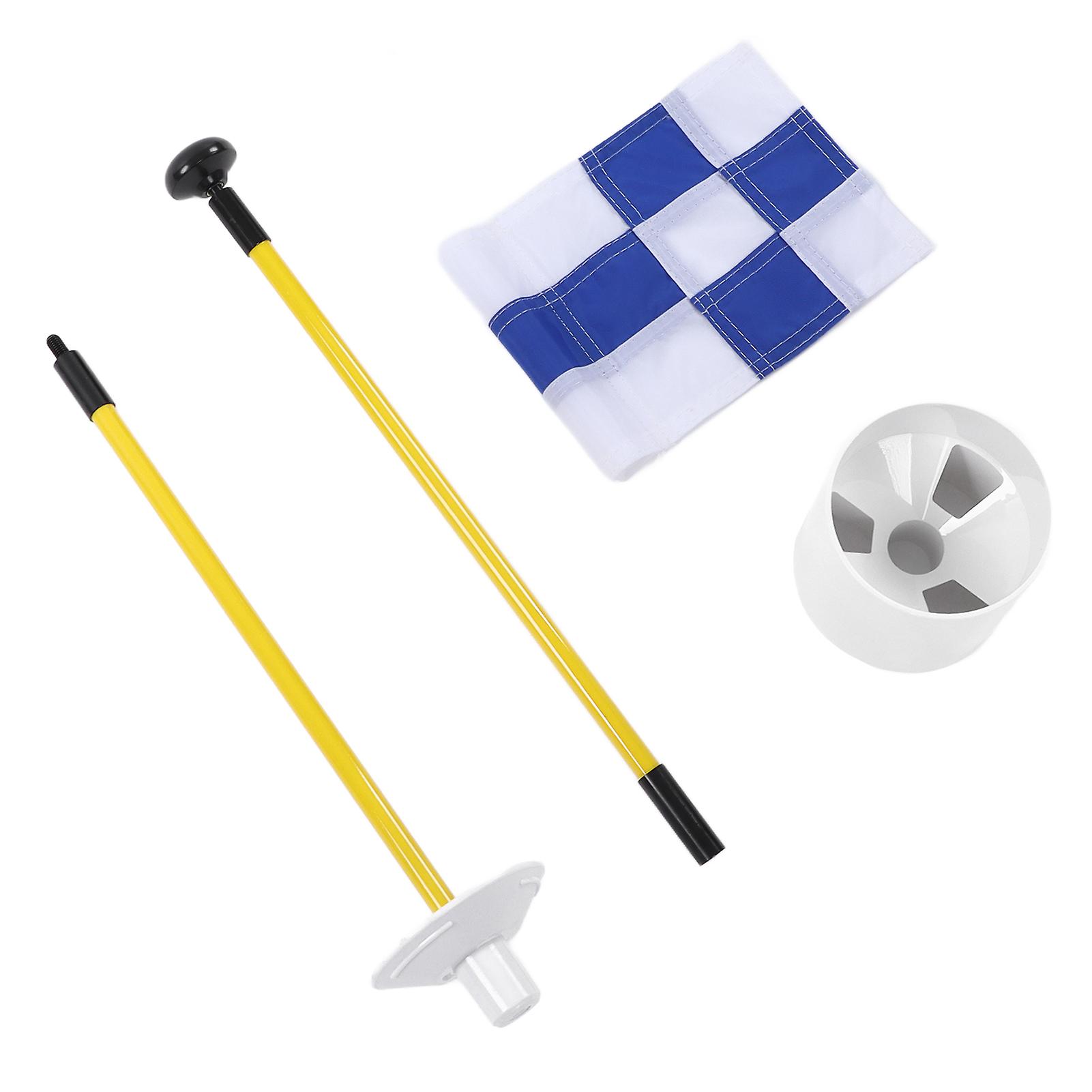 Golf Flagpole Portable 3 Feet Golf Flag Pole Flag Hole Cup Set 2 Section Design For Indoors Outdoorsblue And White Grid