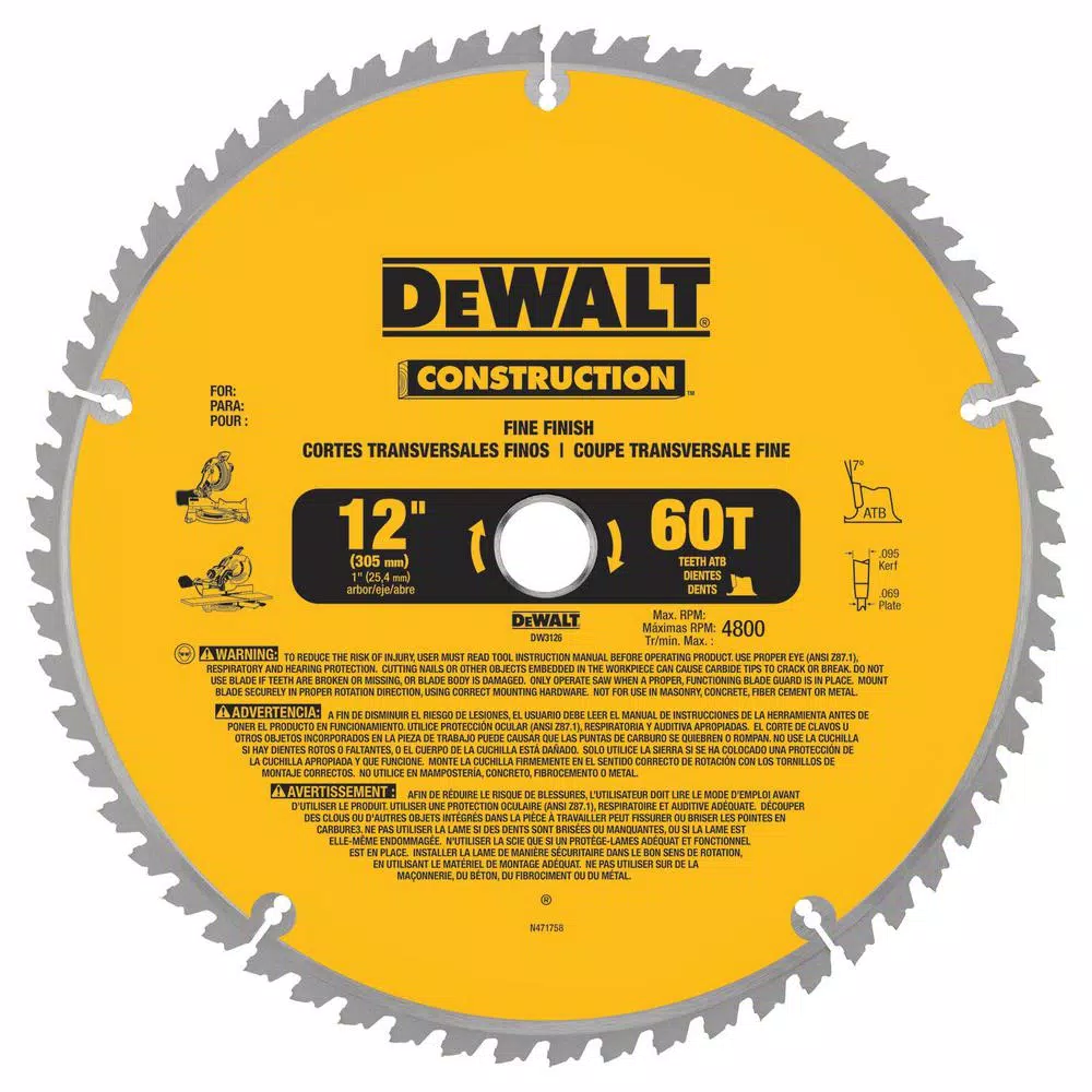 DEWALT 15 Amp Corded 12 in. Double-Bevel Sliding Compound Miter Saw with Bonus 20 Series 12 in. 60T Fine Finish Saw Blade and#8211; XDC Depot