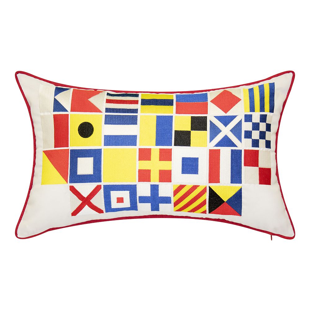 Edie@Home Indoor Outdoor Nautical Flags Reversible Throw Pillow