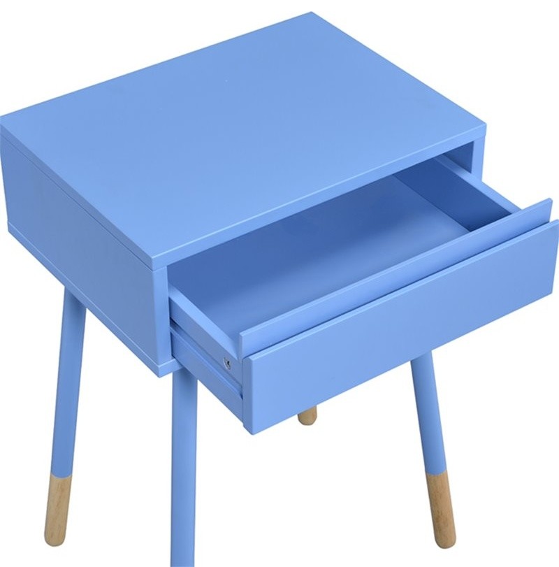 Furniture of America Pegle Contemporary Wood 1 Drawer End Table in Blue   Midcentury   Side Tables And End Tables   by Homesquare  Houzz