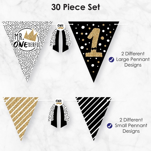 Big Dot Of Happiness 1st Birthday Little Mr Onederful Diy Boy First Birthday Party Pennant Garland Decoration Triangle Banner 30 Pieces