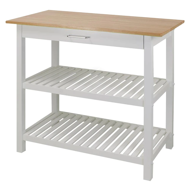 Linon White Wood Base with Mdf Granite Top Rolling Kitchen Cart (27-in x 18-in x 36-in)