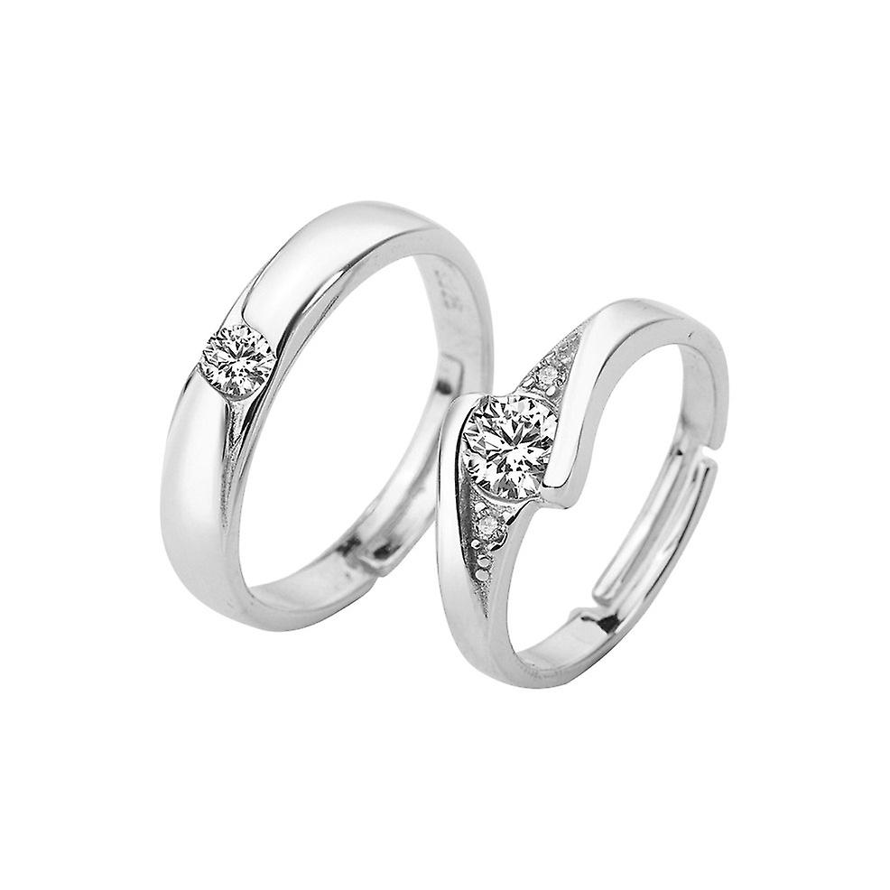 Zircon Couple Rings 1 Pair Wedding Promise Rings 30% Sterling Silver Jewelry