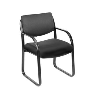 BOSS Office Products Black Guest Arm Chair Black Steel Frame B9521-BK