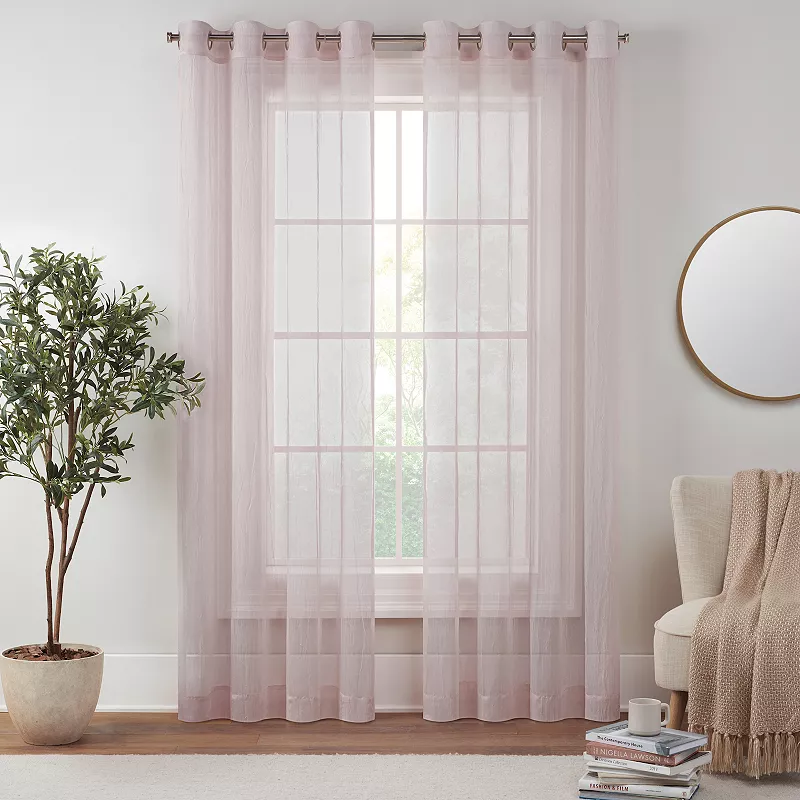 eclipse Emina Crushed Sheer Voile Grommet Window Curtain Panel