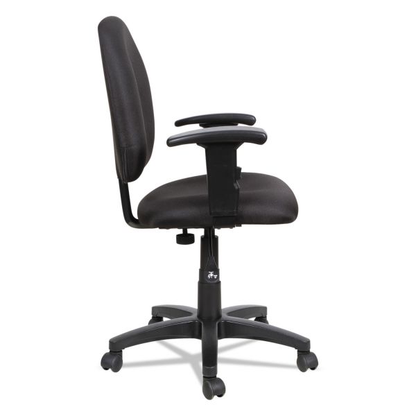 Alera Essentia Series Swivel Task Chair with Adjustable Arms， Supports up to 250 lbs.， Black Seat/Black Back， Black Base