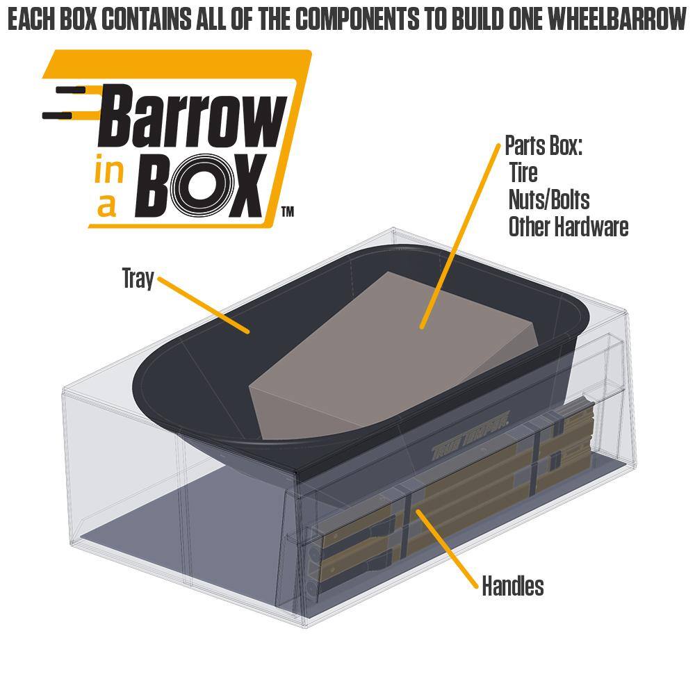 True Temper R6STFFEC 6 cu. ft. Barrow in a Box Steel Wheelbarrow with Never Flat Tire and Steel Handles