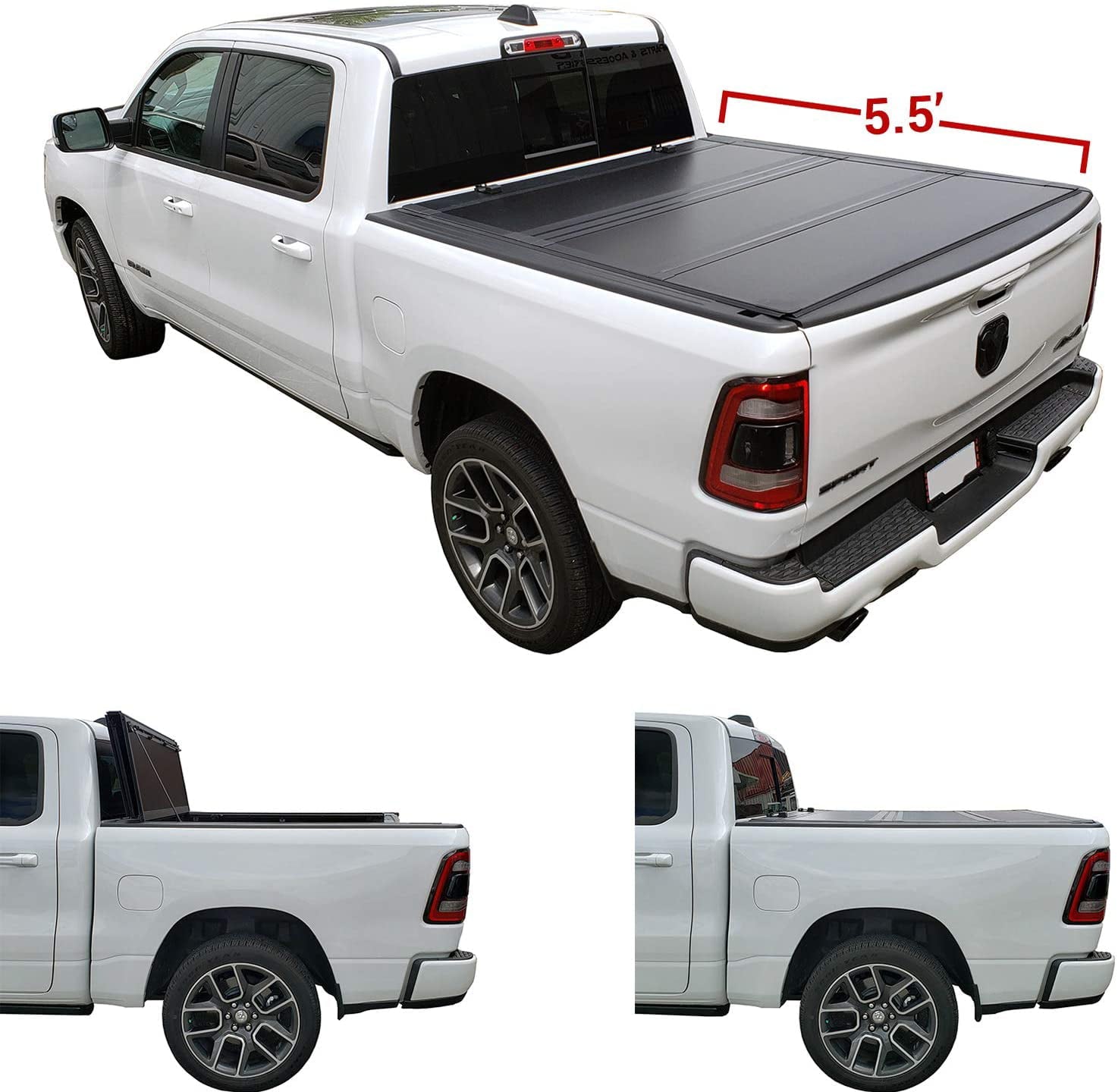 Galaxy Auto Low Profile Hard Tri-Fold for 2015-23 Ford F150 5.5' Bed - Flush Mount Trifold Truck Bed Tonneau Cover