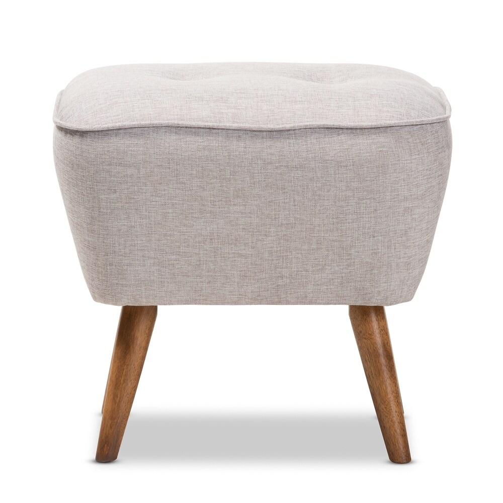 Mid Century Fabric Upholstered Ottoman by Baxton Studio