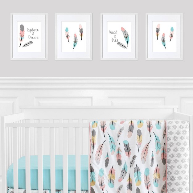 4pc Feather Kids x27 Art Print Set Sweet Jojo Designs