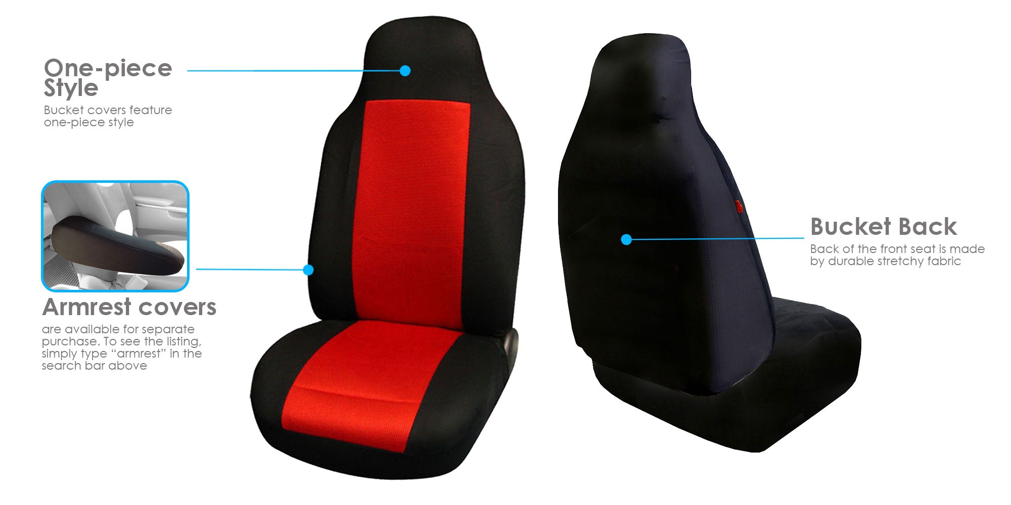 FH Group Classic Two Tone Universal Seat Covers Fit For Car Truck SUV Van - Full Set