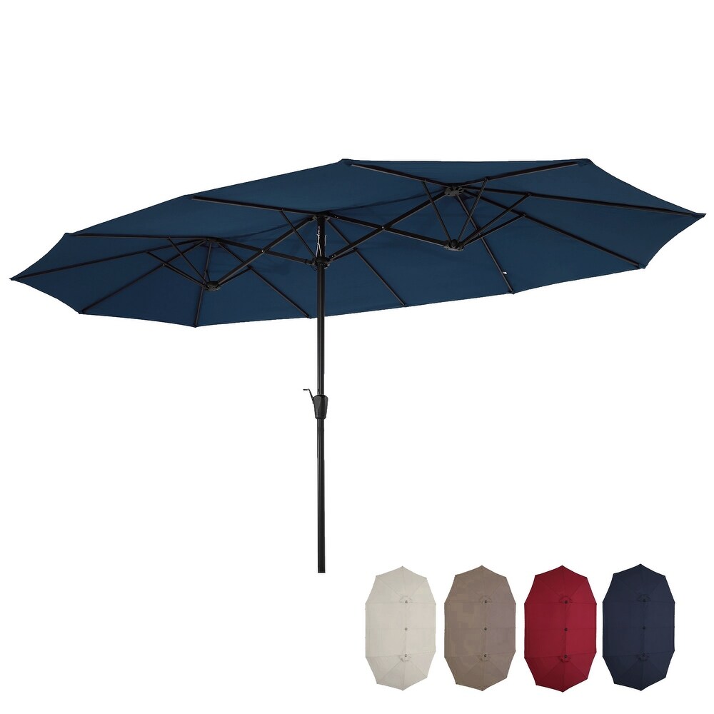 15x9ft Large Double Sided Rectangular Outdoor Twin Patio Market Umbrella