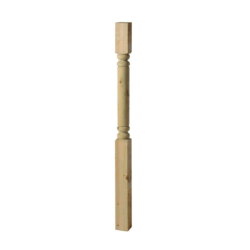 4 in. x 4 in. x 4-12 ft. Pressure-Treated Wood Finial Ready Deck Post 143850