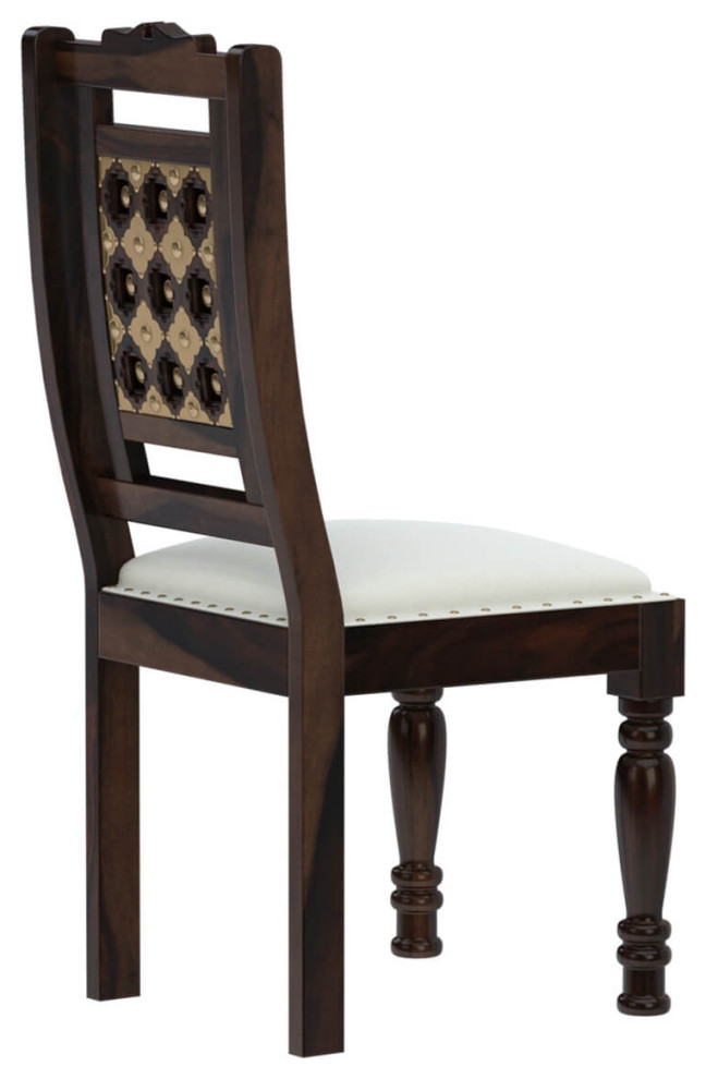 La Junta Brass Inlay Rustic Solid Rosewood Leather Chair   Traditional   Dining Chairs   by Sierra Living Concepts Inc  Houzz