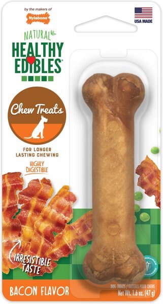 Nylabone Healthy Edibles All-Natural Long Lasting Bacon Flavor Chews Dog Treats， Small/Regular