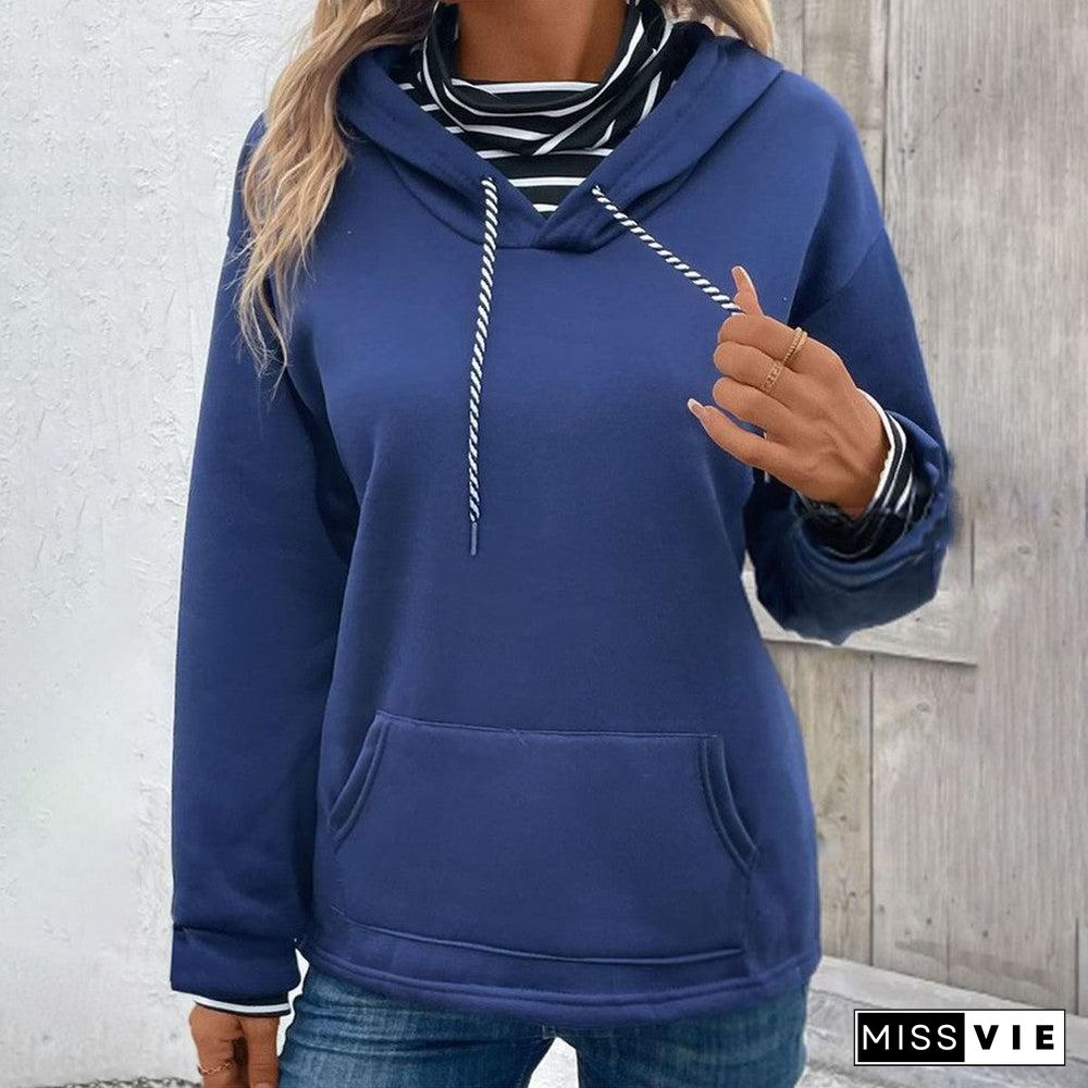 Chic Blue Print Hoodie Sweatshirt