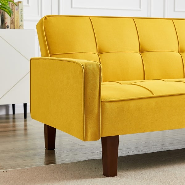 yellow armrest sofa bed