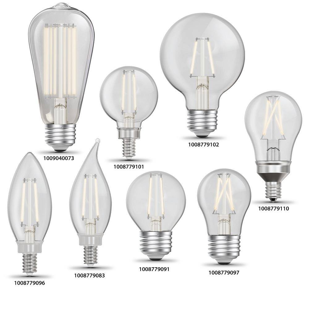 Feit Electric 25-Watt Equivalent B10 E12 Candelabra Dim White Filament Clear Glass Chandelier LED Light Bulb Soft White 2700K (3-Pack) CTC25927CAWFILHDRP3