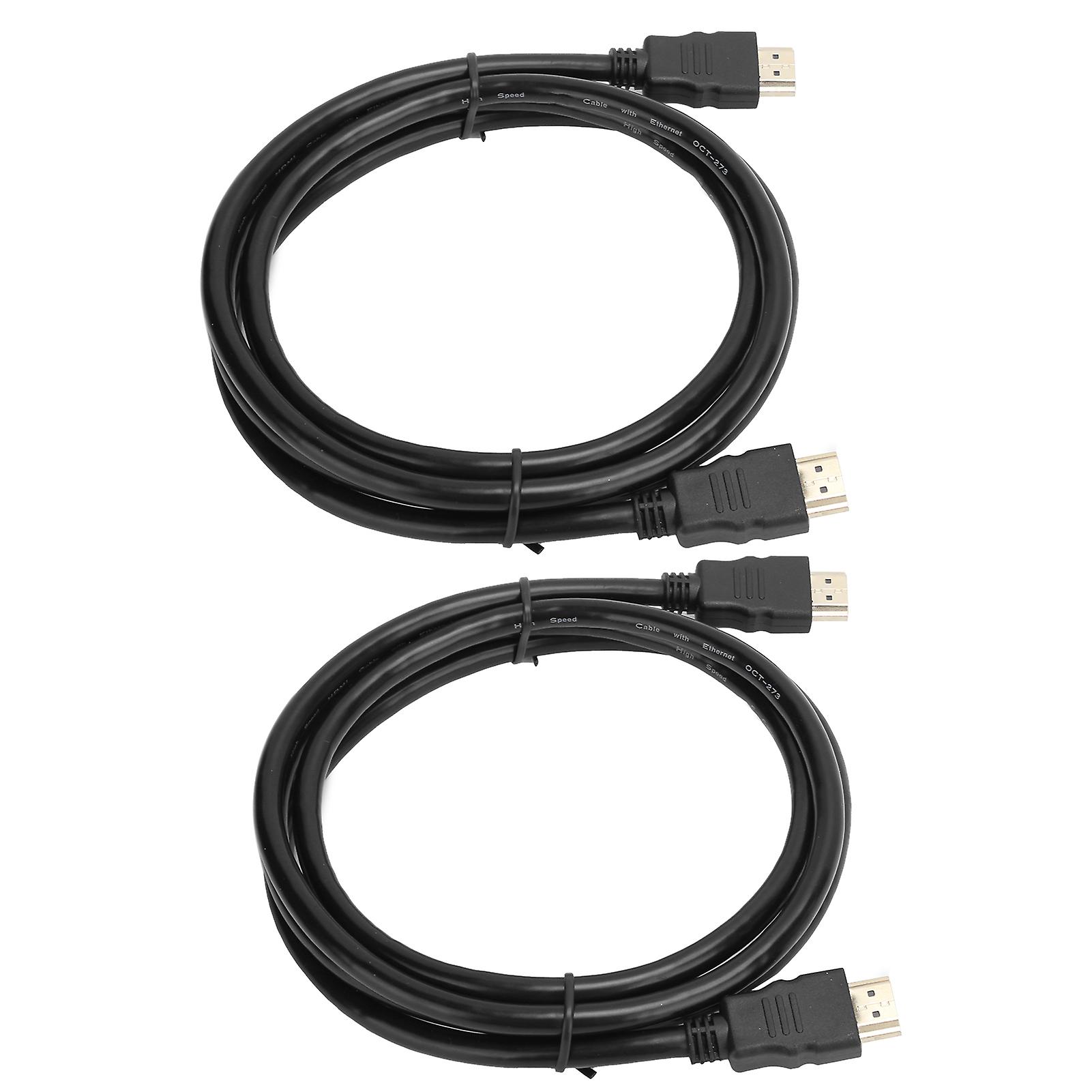 2pcs Hdmi Am To Am Cable 1.4 Simple Version Copper Conductor Iron Shell 1080p Converter5 Meters