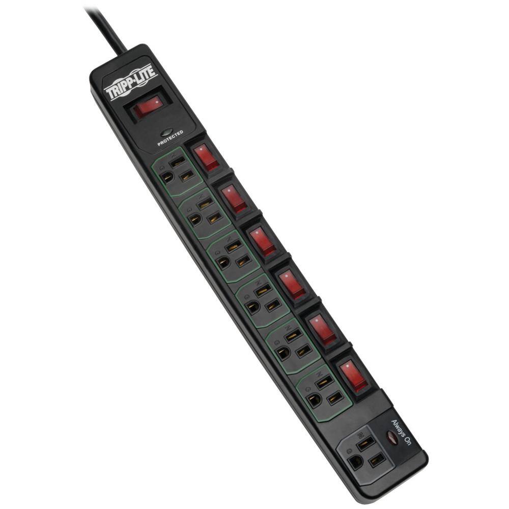 Tripp Lite ECO-Surge 7-Outlet 6 ft. with 6 Individually Controlled Outlets Surge Protector TLP76MSGB