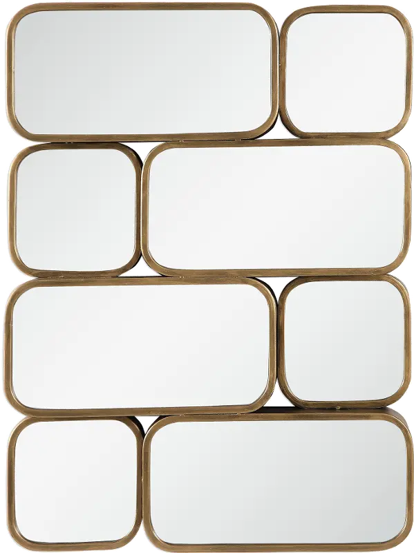 Antique Gold Rounded Squares and Rectangles Wall Mirror