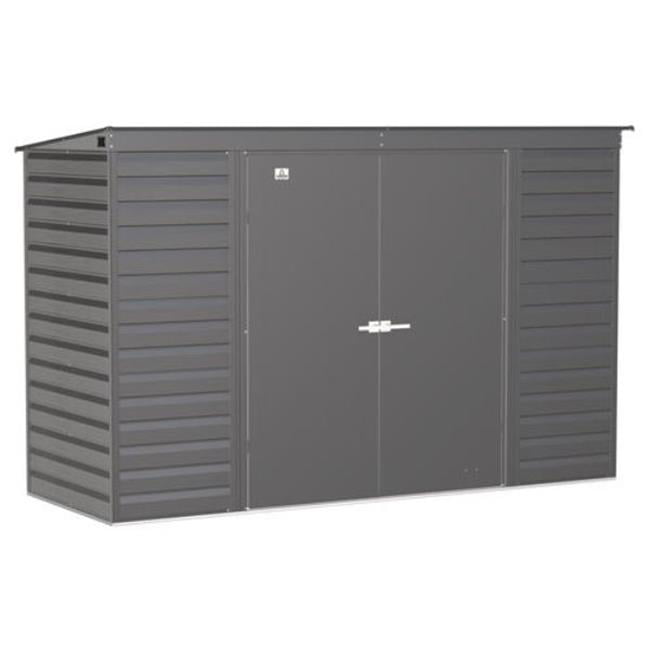 Arrow Select Steel Storage Shed, 10x4 ft, Pent Roof, Charcoal