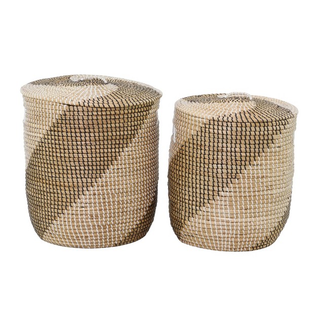 Set Of 2 Seagrass Storage Baskets Brown Olivia amp May