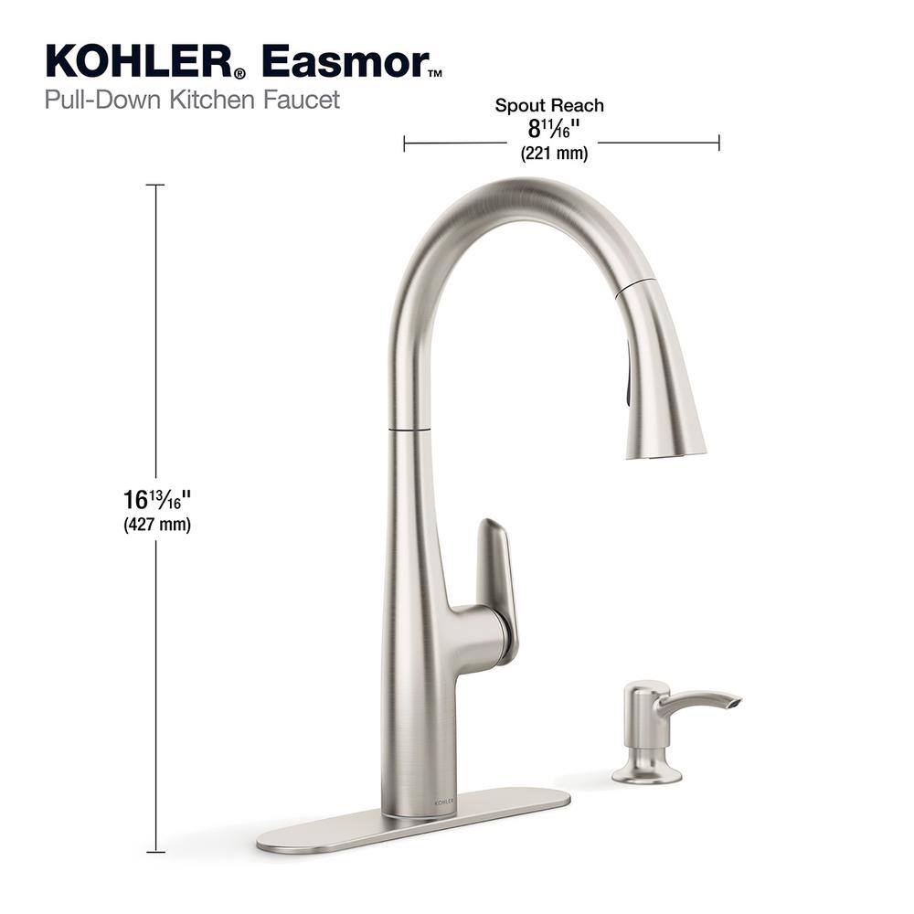 KOHLER Easmor Single-Handle Pull Down Sprayer Kitchen Faucet in Vibrant Stainless K-R30573-SD-VS