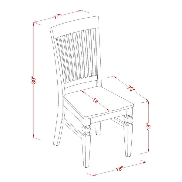 East West Furniture - Set of 2 Dining Room Chairs - Wooden Seat and Slatted Back - (Finish Option )